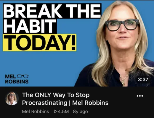 A Mel Robbins YouTube video on how to stop procrastinating